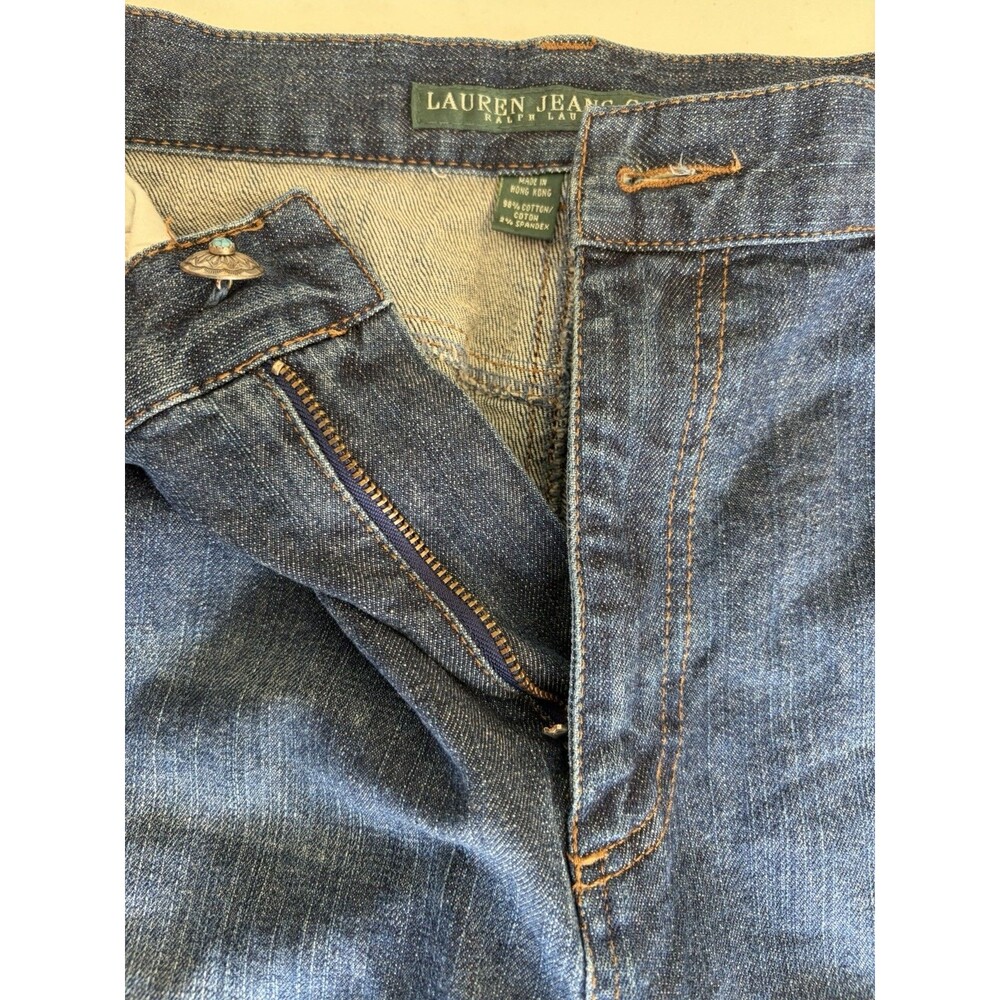 Vintage 90s Ralph Lauren Women Southwest Beaded Jeans Size 14W Turquoise Aztec - Picture 8 of 16